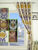 Hebe Floral Damask Double Pinch Pleat Velvet Curtains