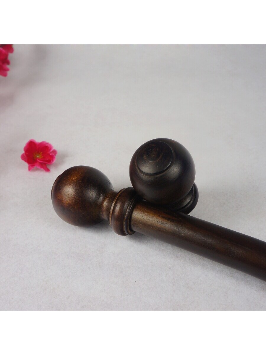 Qyt1020 35mm Wood Single Curtain Rod Set Ball Finial