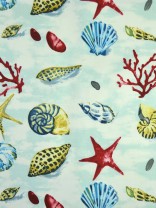 Whitehaven Sealife Nautical Printed Custom Made Cotton Curtains (Color: Celeste)