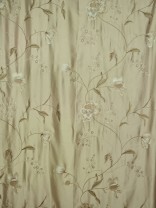 Franklin Deep Champagne Embroidered Floral Faux Silk Custom Made Curtains