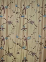 Franklin Light Apricot Embroidered Branch Faux Silk Custom Made Curtains Online (Color: Light Apricot)