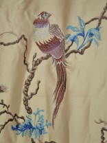 Franklin Light Apricot Embroidered Branch Faux Silk Fabric Samples