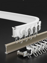 CHR45 Bendable Ivory and Champagne Curved Curtain Tracks Ceiling/Wall Mount For Bay Windows/Corner Windows