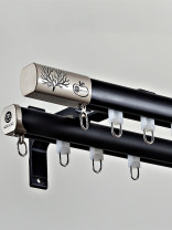 CHR55 Sonder White Silver Black Aluminum alloy Curtain Rod Set With Rollers For living room