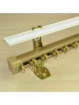 QYR7024 Triple Curtain Track Set with Valance Track (Color: Light Gold)