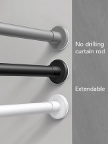 Cathedral Non Drilling Curtain Rods Extendable Shower Rail 33mm