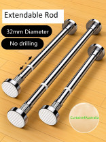 Adjustable Shower Curtain Pole Silver For Wet Room Cathedral