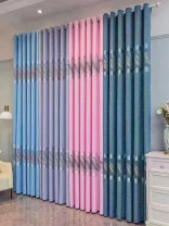 QY24H03A Murrumbidgee Beautiful Feather Jacquard Patterns Blue Grey Pink Chenille Custom Made Curtains