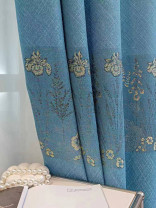 QY24H03BS Murrumbidgee Pretty Jacquard Flowers Blue Grey Pink Chenille Fabric Samples