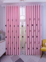 QY24H06BD Murrumbidgee Fashion Children Printing Cute Plane Patterns Pink And Blue Eyelet Tab Top Ready Made Curtains