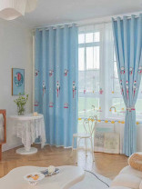QY24H06E Murrumbidgee High Quality Fashion Children Chenille Embroidered Cute Astronaut Blue Custom Made Curtains