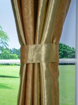 QY3241G Cooper Creek Embossed Striped Custom Made Curtains (Color: Incense)