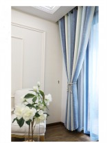 QY5130DD Illawarra Sea Style striped Linen Eyelet Ready Made Curtains(Color: Sea Blue)