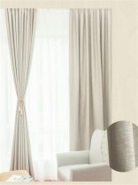 QY5130C Illawarra Bright Plain Faux Linen Custom Made Curtains(Color: Beige)