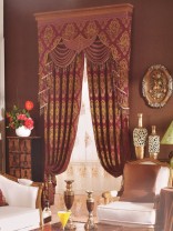 Angel Jacquard European Style Floral Custom Made Curtains (Color: Deep Maroon)