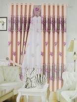 Angel Double-side Printed Pattern Floral Eyelet Curtain