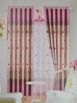Angel Double-side Printed Pattern Buds Custom Made Curtains (Color: Cherry Blossom Pink)