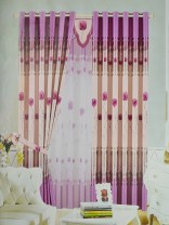 Angel Double-side Printed Pattern Roses Eyelet Curtain