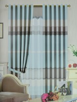 Angel Double-side Printed Pattern Horizonal Stripe Eyelet Curtain (Color: Cambridge Blue)