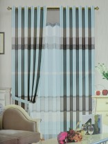 Angel Double-side Printed Pattern Horizonal Stripe Eyelet Curtain