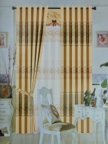 Angel Double-side Printed Pattern Short Stripe Eyelet Curtain (Color: Apricot)