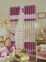 Isabel Embroidered Three Leaves Stitching Eyelet Curtain
