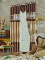 Isabel Custom Made Curtains Stitching Leaf Sheer (Color: Camel)