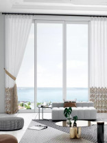 QY7121SB Gingera Monstera Embroidered Custom Made Sheer Curtains