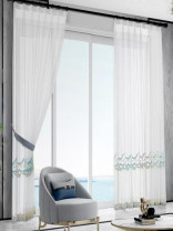 QY7121SC Gingera Water pattern Embroidered Custom Made Sheer Curtains