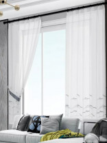 QY7121SDC Gingera Embroidered Double Pinch Pleat Ready Made Sheer Curtains
