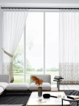 QY7121SQ Gingera Stripes Embroidered Custom Made Sheer Curtains