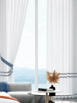 QY7121SZ Gingera Waves Embroidered Custom Made Sheer Curtains