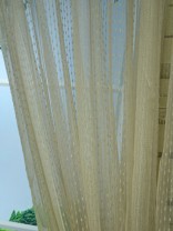 QY7151SB Laura Striped Custom Made Sheer Curtains with Gold Line (Color: Cloud Dancer with Dot)