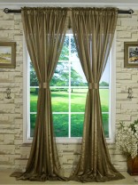 QY7151SFE Laura Crinkle Striped Rod Pocket Sheer Curtain