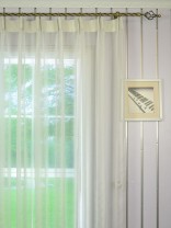 QY7151SIA Laura Snow Striped Versatile Pleat Sheer Curtain