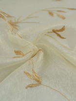 Gingera Branch Leaves Embroidered Concealed Tab Top Sheer Curtains