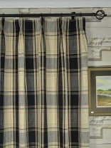 Hudson Yarn Dyed Big Plaid Blackout Double Pinch Pleat Curtains Heading Style