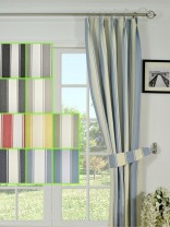Moonbay Stripe Double Pinch Pleat Cotton Curtains