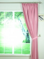Swan Pink and Red Solid Pencil Pleat Ready Made Curtains
