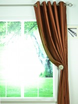 Swan Brown Solid Eyelet Ready Made Curtains