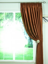 Swan Brown Solid Pencil Pleat Ready Made Curtains