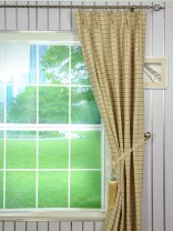 Paroo Cotton Blend Small Plaid Double Pinch Pleat Curtain