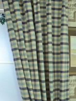 Paroo Cotton Blend Small Check Custom Made Curtains Bondi blue Color