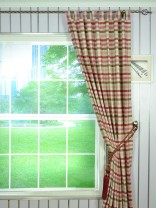 Paroo Cotton Blend Middle Check Tab Top Curtain