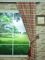 Paroo Cotton Blend Middle Check Concaeled Tab Top Curtain