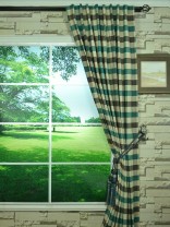Paroo Cotton Blend Bold-scale Check Concaeled Tab Top Curtain