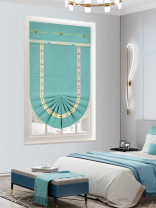 QYBHF746 High Quality Chenille Blue Green Custom Made Roman Blinds For Home Decoration
