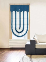 QYBHM1102 High Quality Blockout Custom Made Blue Stripe Roman Blinds For Home Decoration(Color: Blue)