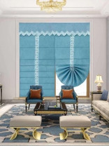 QYBHM1103 High Quality Blockout Custom Made Blue Roman Blinds For Home Decoration(Color: Blue)