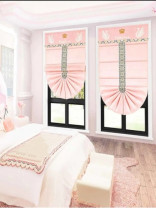QYBHM1122 High Quality Blockout Custom Made Pink Roman Blinds For Home Decoration(Color: Pink)